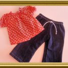 New Doll Clothing - Floral Peasant Top and Jeans for American Girl Doll