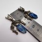 1980s Vintage Earrings Silver Plated Natural Sodalite Stone Baroque Dangle 12.8g