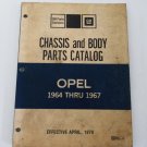 Automobile Opel 1964 1965 1966 1967 CHASSIS and Body Parts Catalog Book
