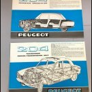 1966 Peugeot 204 Vintage Original Car Sales Brochure Catalog