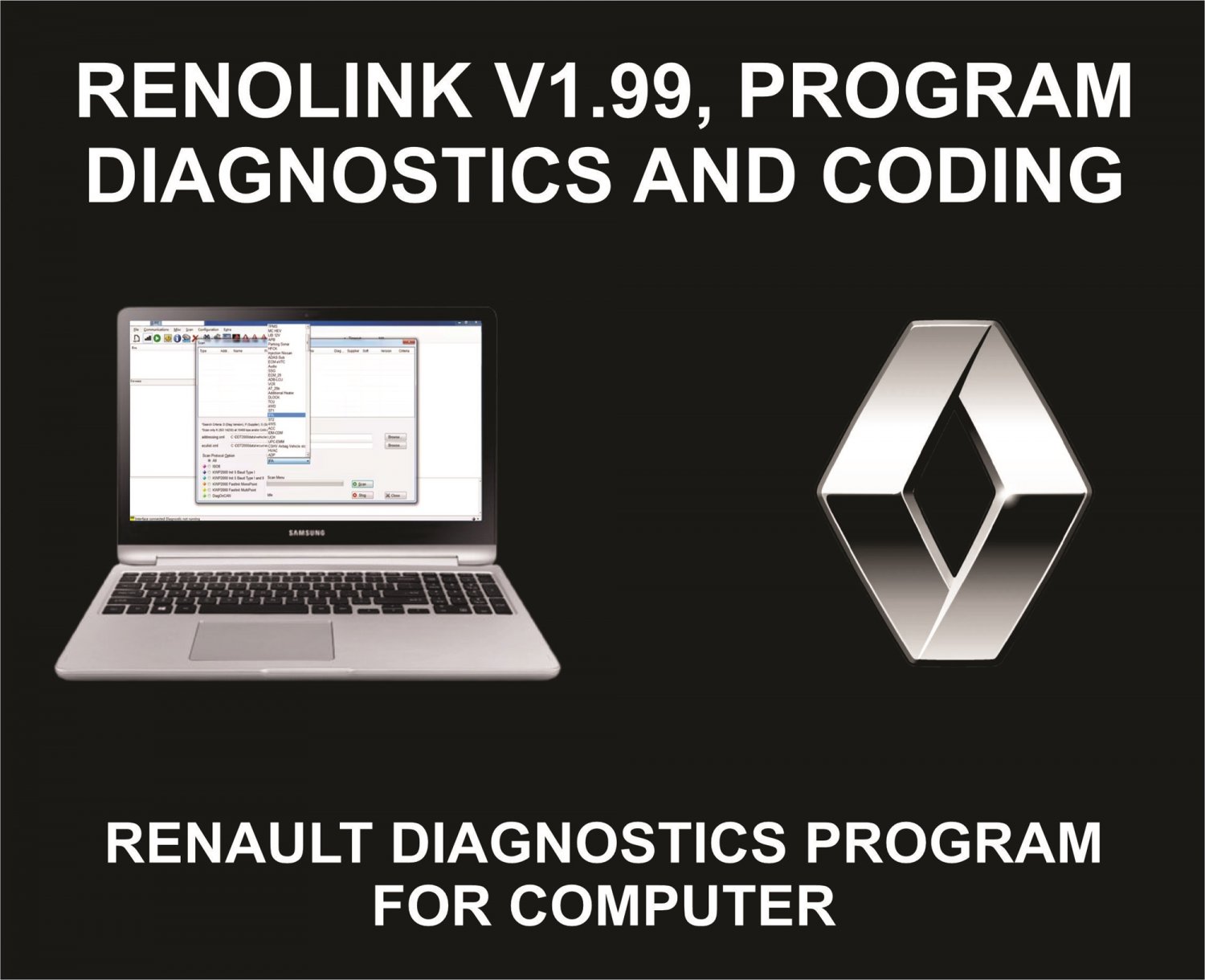Renolink V1.99, Renault Coding And Diagnostics Tool, For Computer