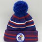 KU Jayhawks Beanie University of Kansas pom hat warm winter stripes red blue