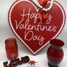 Valentine's Day Decor Set Heart Sign Plaque Love Photo Holder red vase mason jar Valentine's Day Decor Set Heart Sign Plaque Love Photo Holder red vase mason jar
