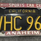 California License Plate tag black 1963 frame Stilwell Sports Car City Anaheim