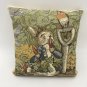Easter Pillow Vintage Bunny Rabbit carrot Flemish Tapestries beige square