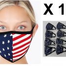 12 Face Masks washable American Flag USA Patriotic Stars Stripe red white blue 12 Face Masks washable American Flag USA Patriotic Stars Stripe red white blue