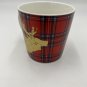 Deer Elk Coffee Mug Moose Christmas Cup tartan plaid red vintage reindeer ppd