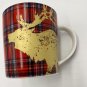 Deer Elk Coffee Mug Moose Christmas Cup tartan plaid red vintage reindeer ppd