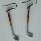Golf Club earrings vintage bead red orange lightweight