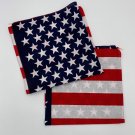 2 Bandanas American Flag Patriotic neckerchief scarf head band wrap cotton