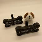 Dog Photo Frame clip bone shape I Woof You I Smell Bacon plush doggie Dog Photo Frame clip bone shape I Woof You I Smell Bacon plush doggie