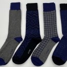 Alfani Socks 4 Pair Navy Moisture-Wicking Dress Work printed blue gray