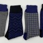 Alfani Socks 4 Pair Navy Moisture-Wicking Dress Work printed blue gray