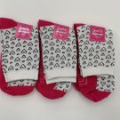 Heart Love socks 3 pairs Valentines Day Sweet Shimmer white black pink