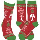 Christmas Socks Primitives by Kathy Mistletoe LOL fun red green kissing bow gift