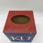 KU Jayhawk Tissue Box Square handmade painted University of Kansas Lawrence