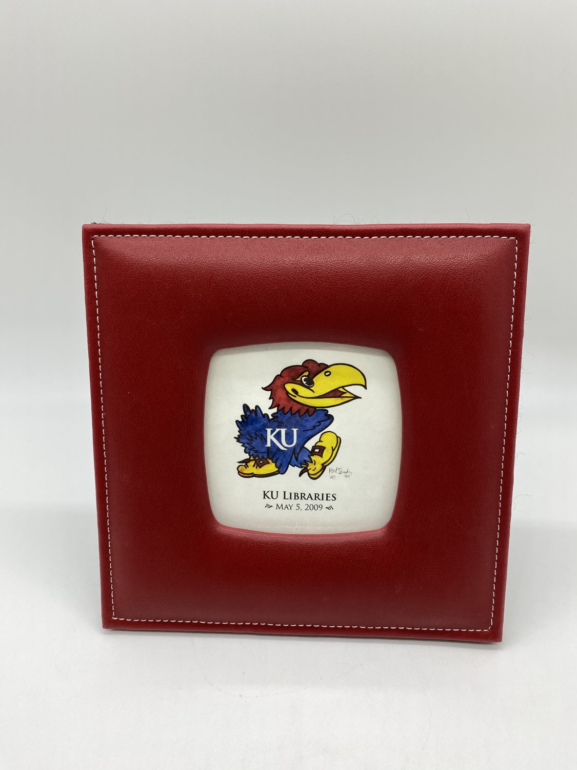 Jayhawk Print signed Hal Sandy 2009 KU Libraries University Kansas red frame