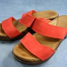 ANNA CLOGS WOMENS RED SUEDE SANDALS SLIDES 39/8 M MINT