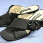 KENNETH COLE BLACK FABRIC MID-HEEL SLIDES SANDALS 8.5