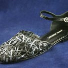 SESTO MEUCCI BLACK/PEWTER LEATHER SANDAL 6.5 M $173 NEW