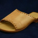 NINE WEST WOMENS TAN LEATHER SLIDE SANDALS 7 M EUC
