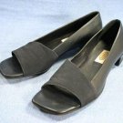 TALBOTS WOMENS NAVY LEATHER OPEN TOE PUMPS 7 N