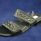 TALBOTS WOMENS BLACK WOVEN LEATHER SLINGBACK SANDAL 5.5