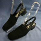 TALBOTS WOMENS BLACK STRETCH SLINGBACK SANDALS 8.5 N