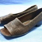 TALBOTS BROWN WOVEN LEATHER OPEN-TOE FLATS 7.5 N