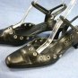 STUDIO DELMAN BLACK LEATHER ANKLE STRAP PUMPS 7 M