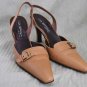 VIA SPIGA WOMENS LT BRN LEAHTER SLINGBACK PUMPS 9M EUC