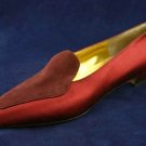 CLAUDIO MERAZZI BURGUNDY SILK & SUEDE FLATS 7.5 B NEW