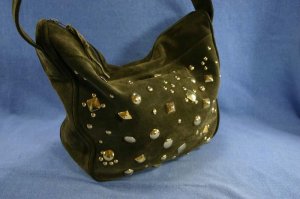 ANDRE CELLINI ITALIAN GREEN SUEDE HOBO BAG PURSE
