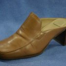CLOUDWALKERS WOMENS TAN LEATHER MULES HEELS 7.5 W