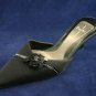 LINEA PAOLO WOMEN BLACK SILK MULES PUMPS 8 M MINT