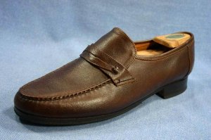 GASHI MENS BROWN LEATHER TUBULAR MOC LOAFERS 9/10 M