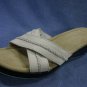 LANDS END OFF WHITE LEATHER WEDGE SLIDE SANDAL 10 B NEW
