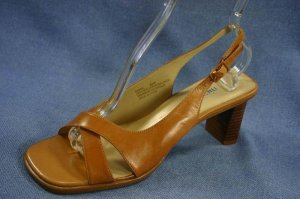 NICOLE BROWN LEATHER OPEN TOE SLINGBACK SANDALS 8.5 NEW
