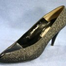 PANCALDI BLACK SNAKE & PATENT HI HEEL PUMPS 10 AA $295