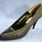 PANCALDI BLACK SNAKE & PATENT HI HEEL PUMPS 10 AA $295