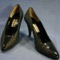 PANCALDI BLACK SNAKE & PATENT HI HEEL PUMPS 10 AA $295