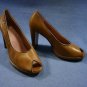 NINE WEST EXTREME BROWN PEEP TOE PLATFORM PUMPS 8 M