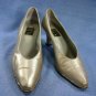 SERGIO ZELCER DESIGNER PEWTER LEATHER PUMPS 8.5 M EXCL