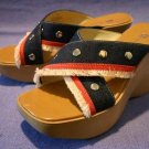 NINE 9 WEST HIGH PLATFORM SLIDE SANDALS 7 M MINT