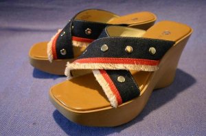 NINE 9 WEST HIGH PLATFORM SLIDE SANDALS 7 M MINT