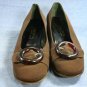 PALOMA BROWN FABRIC LOW HEEL PUMPS SHOES 8.5 B