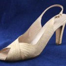VTG BRUNO MAGLI TAN LIZARD OPEN TOE SLINGBACK PUMPS 10N
