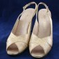 VTG BRUNO MAGLI TAN LIZARD OPEN TOE SLINGBACK PUMPS 10N