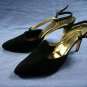 ROBERTO NOGUERON COUTURE BLK/GOLD SLINGBACKS PUMPS 8.5