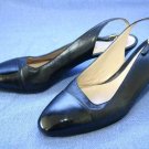 RENE MANCINI BLACK MID-HEEL SLINGBACK PUMPS SZ 6
